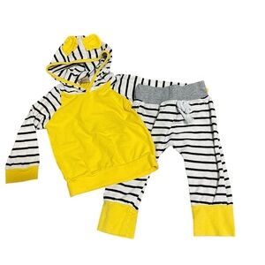 4/$20 3-6 Months Boys Fall Outfit Set Yellow Black White Stripes Top Pants 🛑
